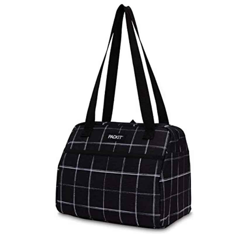 Packit Freezable Hampton 3.5L Black Grid Lunch Bag Cooler, PKO-LH-BLG