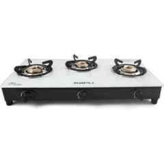 Kapli 3 Burner Mild Steel White Manual Toughened Glass Top Gas Stove, ALCKWKAP00039_W