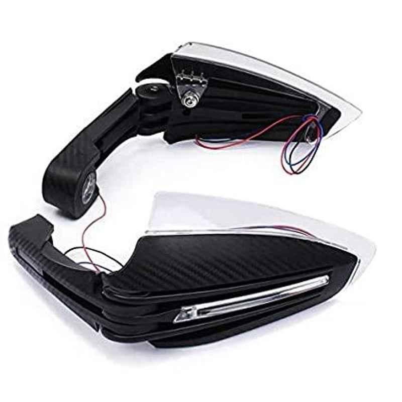 AOW Motorcycle Handguards with Led Light for 7/8 inch Grips - 300 * 140 * 110mm (Black) Folding Type for Yamaha FZ
