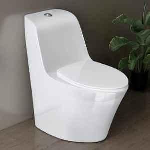 Plantex Imported Ceramic White S Trap Commode for Toilet/Siphonic Vacuum Jet Flush Western/One Piece Western Toilet with Soft Closing