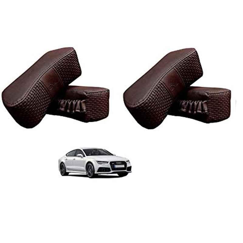 Kozdiko 4 Pcs CV Designer Cola Leatherite Neck Rest Car Cushion Pillow Set for Audi A7