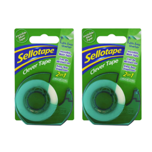 Sellotape 18mm 25m Invisible Matt Clever Tape with Dispenser (Pack of 2)