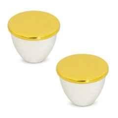 Plantex Knobs for Drawer/Drawer Knobs/Knobs for Cabinets/Pull-Push Knobs for Kitchen/Bedroom Drawer (Pack of 2) Gold & White