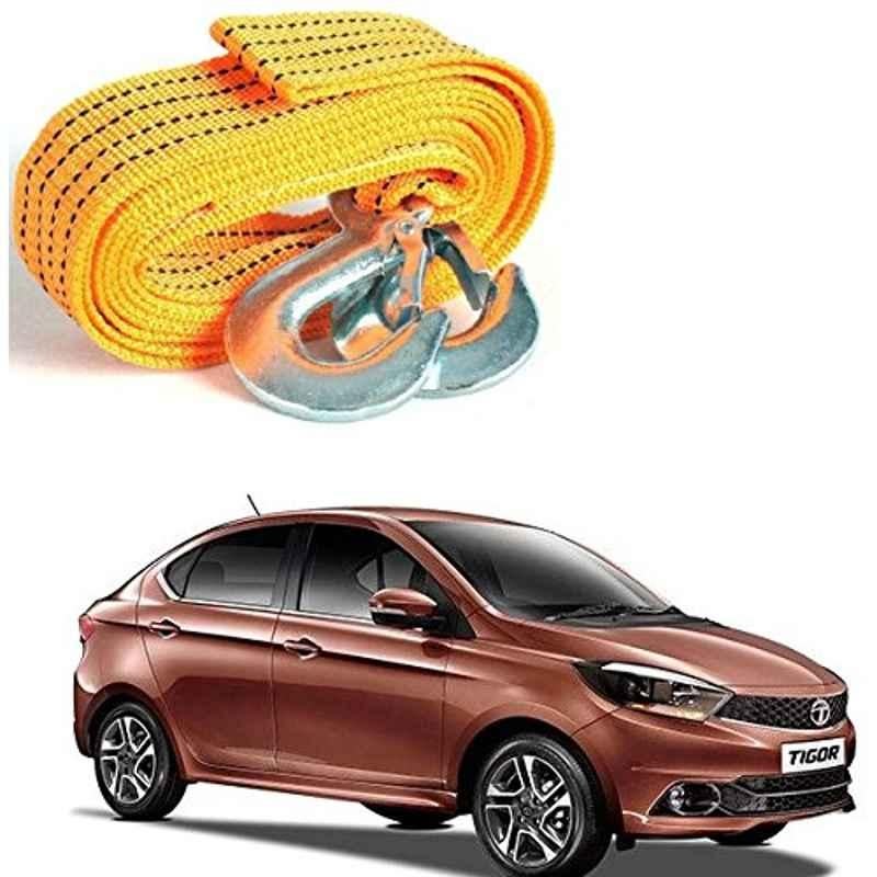 Kozdiko 2 Ton Nylon Yellow Car Towing Rope with Both End Forged Hooks for Tata Tigor