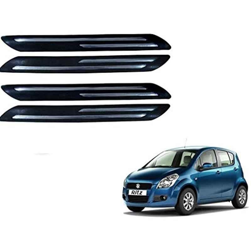 Kozdiko 4 Pcs Double Chrome Bumper Protector Black Set for Maruti Suzuki Ritz