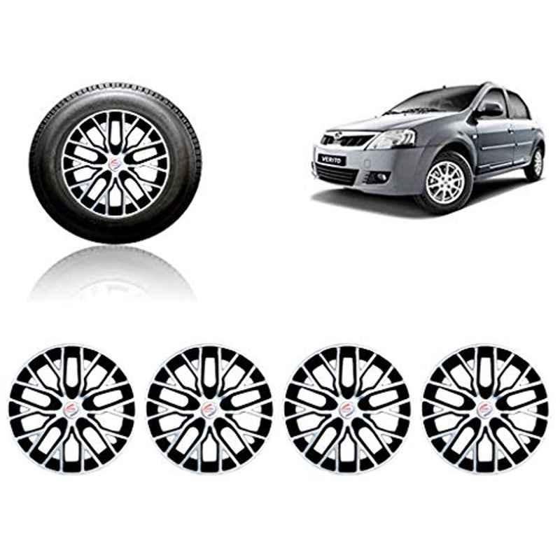 Auto Pearl 4 Pcs 14 inch ABS Silver & Black Press Type Fitting Car Wheel Cover Set for Mahindra Varito