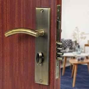 Saze 10 inch Stainless Steel Antique Brass Finish Cylindrical Plate One Side Key Mortise Door Lock Handle Set with 3 Keys, MG-1102