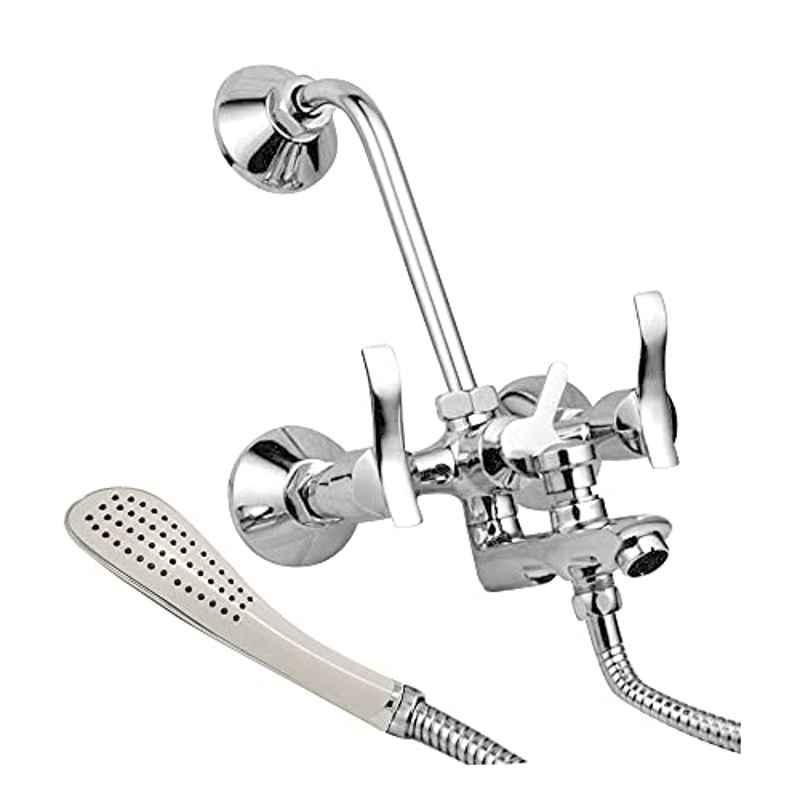 Oleanna AL-21WM3IN1 Angel Brass Silver Chrome Finish 3 in 1 Wall Mixer with L Bend