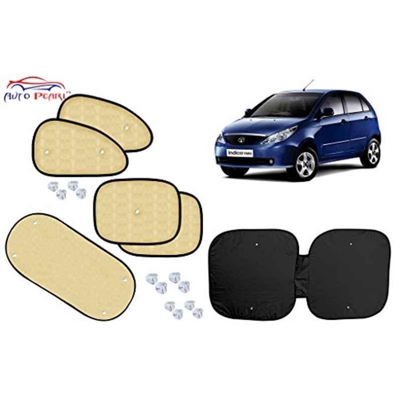 Auto Pearl 6 Pcs PVC & Mesh Beige Window, Front & Rear Sun Shade Set for Tata Indica Vista, Chipkoo_Beige6_Vista