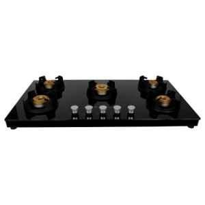 Faber NiOS DLX 905 5 Burners Manual Toughened Glass Top Cooktop, 106.0648.493