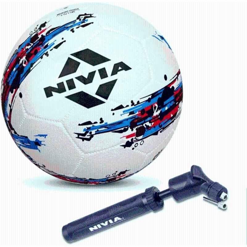 Nivia Standard White Storm Football with Ball Pump, Size: 5