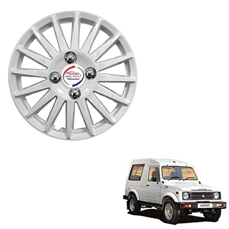 Auto Pearl 4 Pcs 15 inch ABS Camry Silver Press Type Hubcap Wheel Cover Set with Retention Ring for Maruti Suzuki Gypsy King