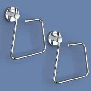 Plantex Stainless Steel Towel Ring for Bathroom/Napkin-Towel Hanger/Wash Basin/Bathroom Accessories Chrome-Rectangle (Pack of 2)