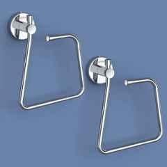 Plantex Stainless Steel Towel Ring for Bathroom/Napkin-Towel Hanger/Wash Basin/Bathroom Accessories Chrome-Rectangle (Pack of 2)