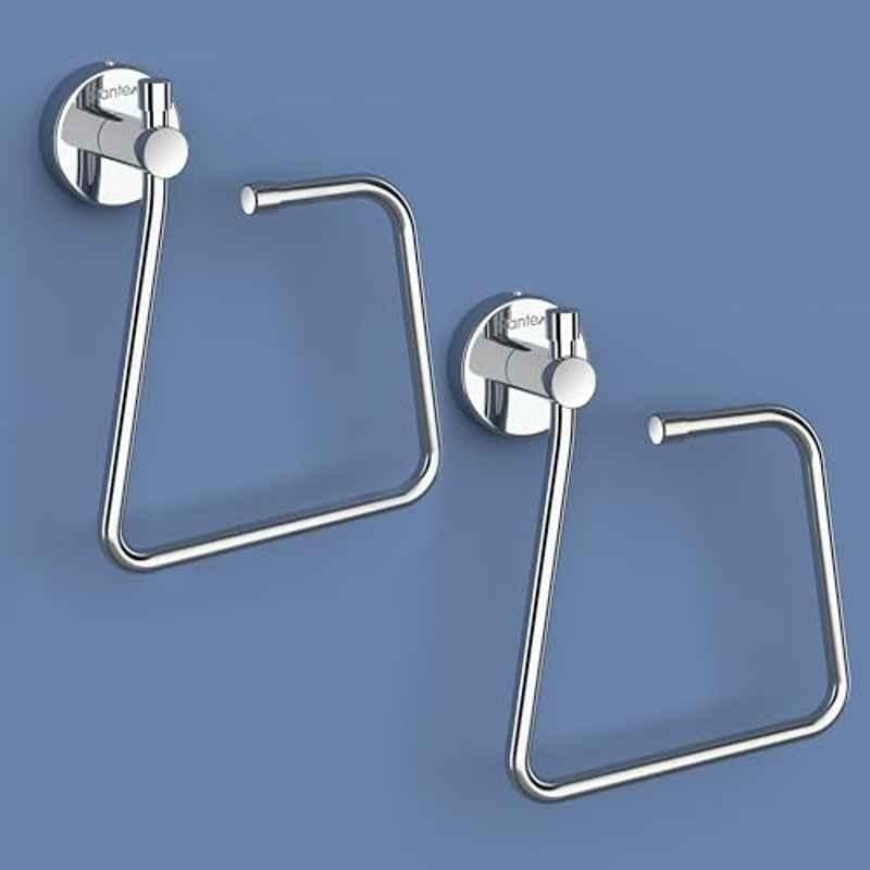 Plantex Stainless Steel Towel Ring for Bathroom/Napkin-Towel Hanger/Wash Basin/Bathroom Accessories Chrome-Rectangle (Pack of 2)
