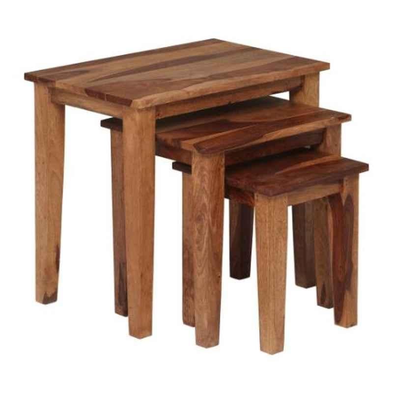 Evok Braden Solid Wood Brown Nest Table Set, FLILNTSWSTWN70799D