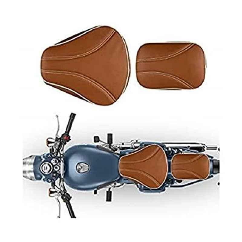 Meenu Arts World Quality Seat Cover for Royal Enfield Bullet Classic All Models (Brown) T-10