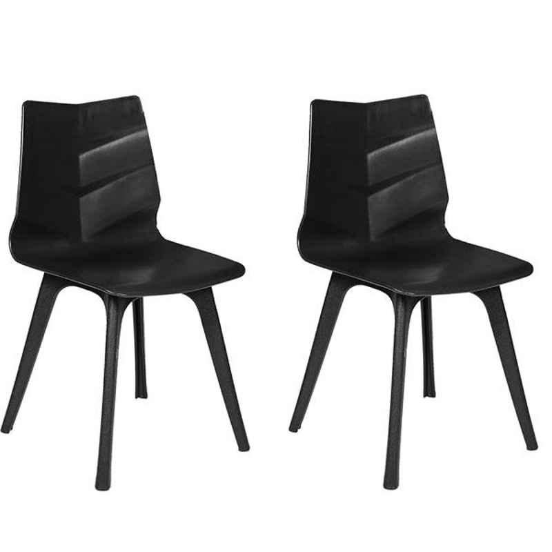 Regent Diamond Shell Plastic Black Chair (Pack of 2)
