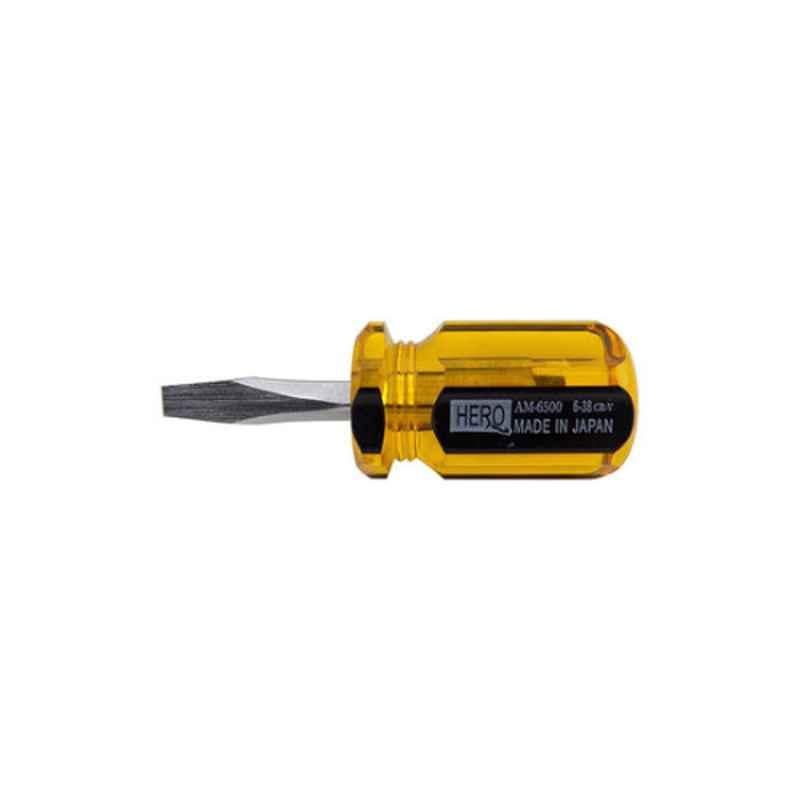 Hero 1.5 inch x 6mm Flat Amber Line Screwdriver, AM-6500-1-1/2X6