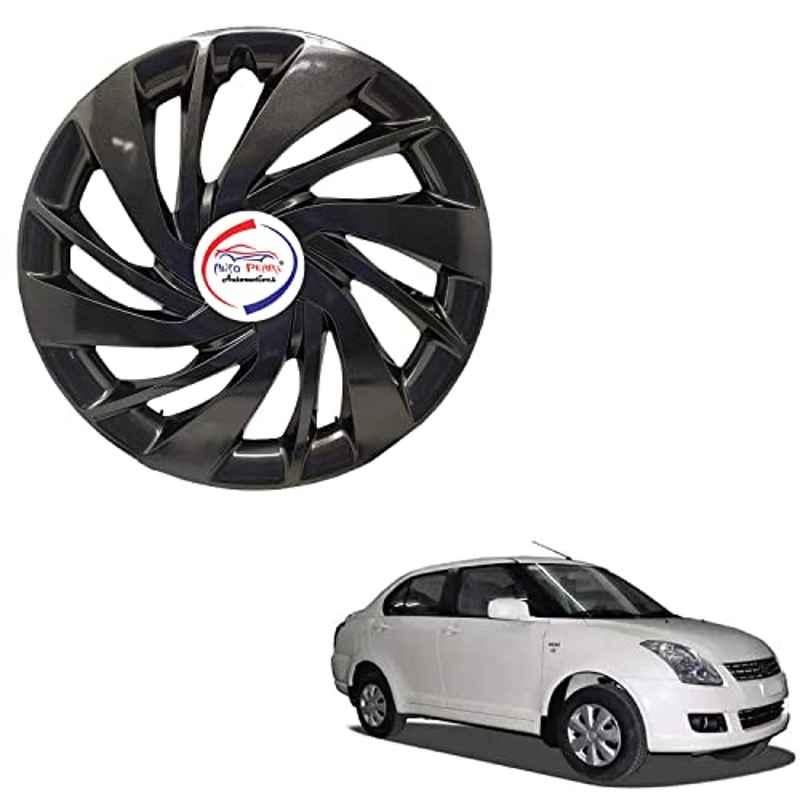 Auto Pearl 4 Pcs 14 inch ABS Black ER29 Hubcap Wheel Cover Set with Retention Ring for Maruti Suzuki Dzire Type 1