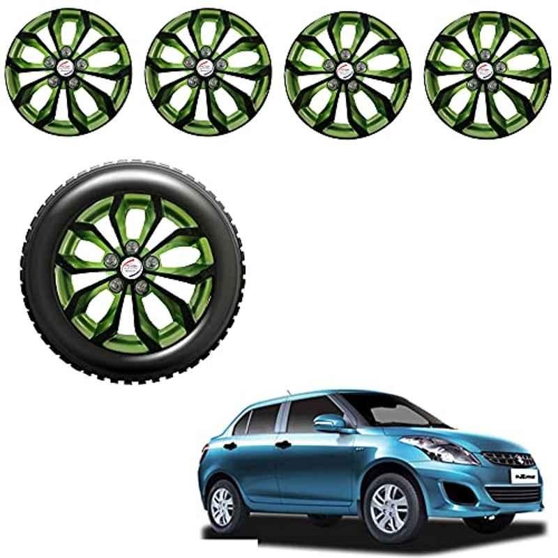 Auto Pearl 4 Pcs 14 inch ABS Black & Green Car Wheel Cover Set for Maruti Suzuki Swift Dzire T2