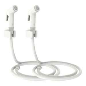 RN White.2 Health Faucet Set with Hose Pipe & Wall Holder for Toilet Cleaning (Pack of 2)