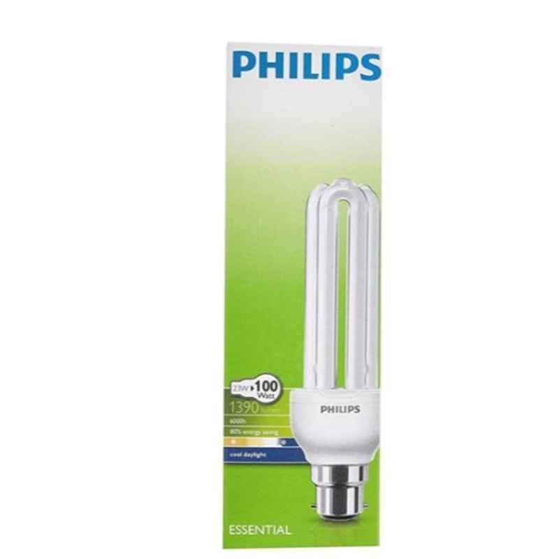 Philips 23W White Essential CFL Lamp Bulb, B22 BC