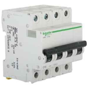 Schneider Electric Acti-9 63A C-Curve Four Pole MCB,A9KF71463BQ, Breaking Capacity: 15 kA