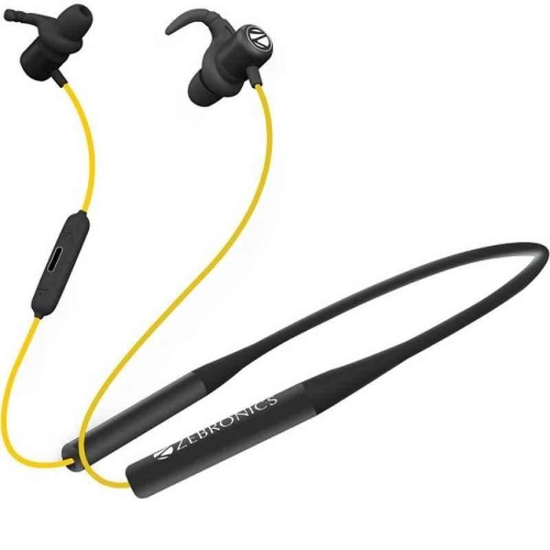 Zebronics Zeb-Yoga Yellow & Black in Ear Wireless Neckband Earphone with Mic