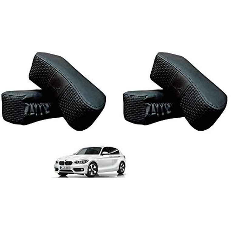 Kozdiko 4 Pcs CV Designer Black Leatherite Neck Rest Car Cushion Pillow Set for BMW 1 Series