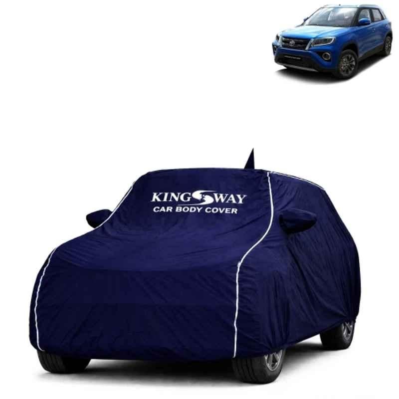 Kingsway Super Waterproof All Weather Protection Polypropylene Blue Car Cover for Toyota Urban Cruiser 2020 to 2023 with Silver Piping, Mirror & Antenna Pockets