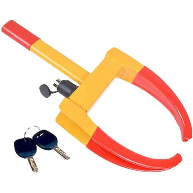 Otoroys Yellow & Red Steel Anti Theft Car Wheel Tyre Lock Clamp Universal For All Cars, OTO-40