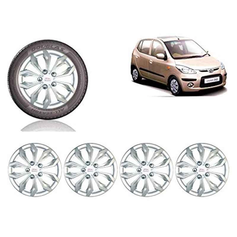 Auto Pearl 4 Pcs 13 inch ABS Silver Car Wheel Cover Set for Hyundai i10 Type1