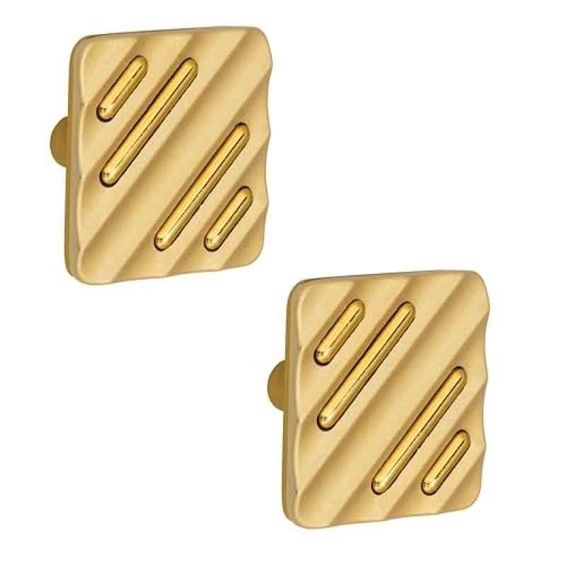 Plantex Knobs for Drawers/Drawer Knobs for Cabinets/Pull-Push Knobs for Kitchen/Bedroom Drawer (Pack of 2) SH-434, Gold & Gold Matte
