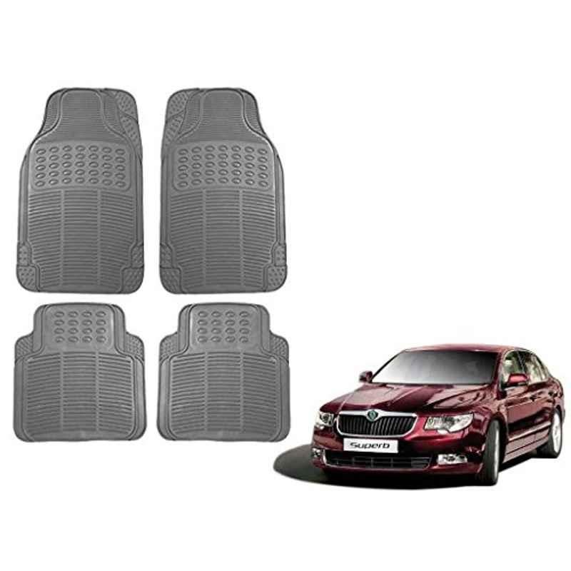 Kozdiko Grey Simple Rubber Car Foot Mat Set for Skoda Superb, koz_13389