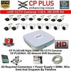 CP Plus 16 Channel DVR with 2.4MP 6 Pcs Dome & 10 Pcs Bullet White & Black Camera Kit, 16CHDVR-8B2D-2TB-180M