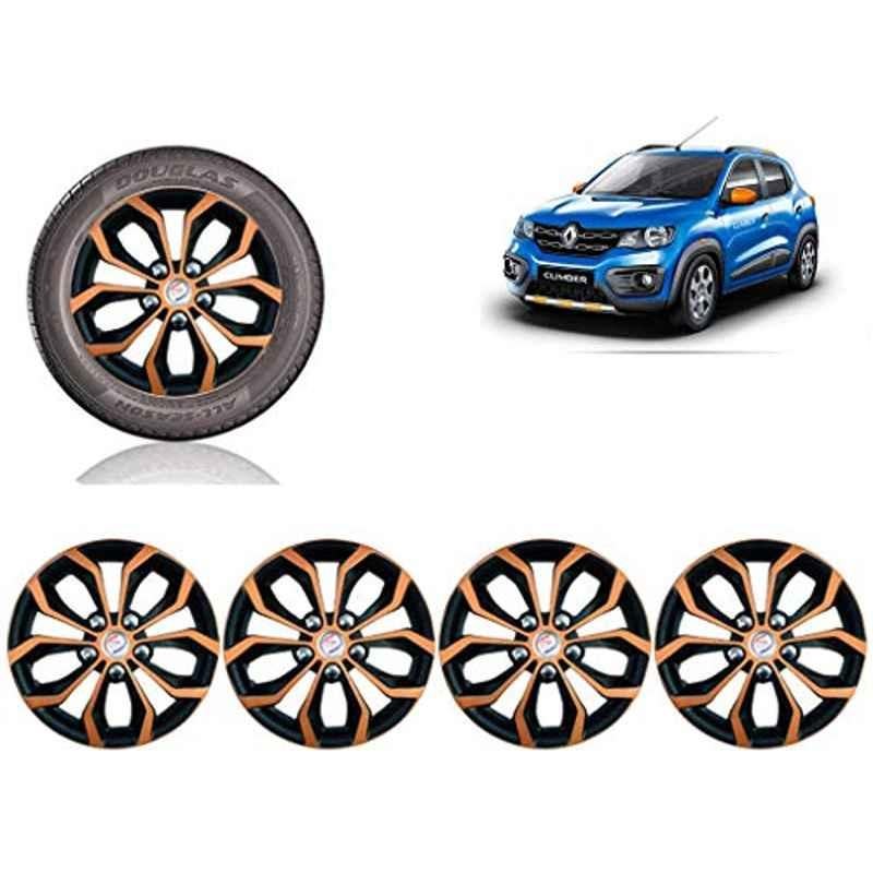 Auto Pearl 4 Pcs 14 inch ABS Copper & Black Car Wheel Cover Set for Renault Kwid Climber