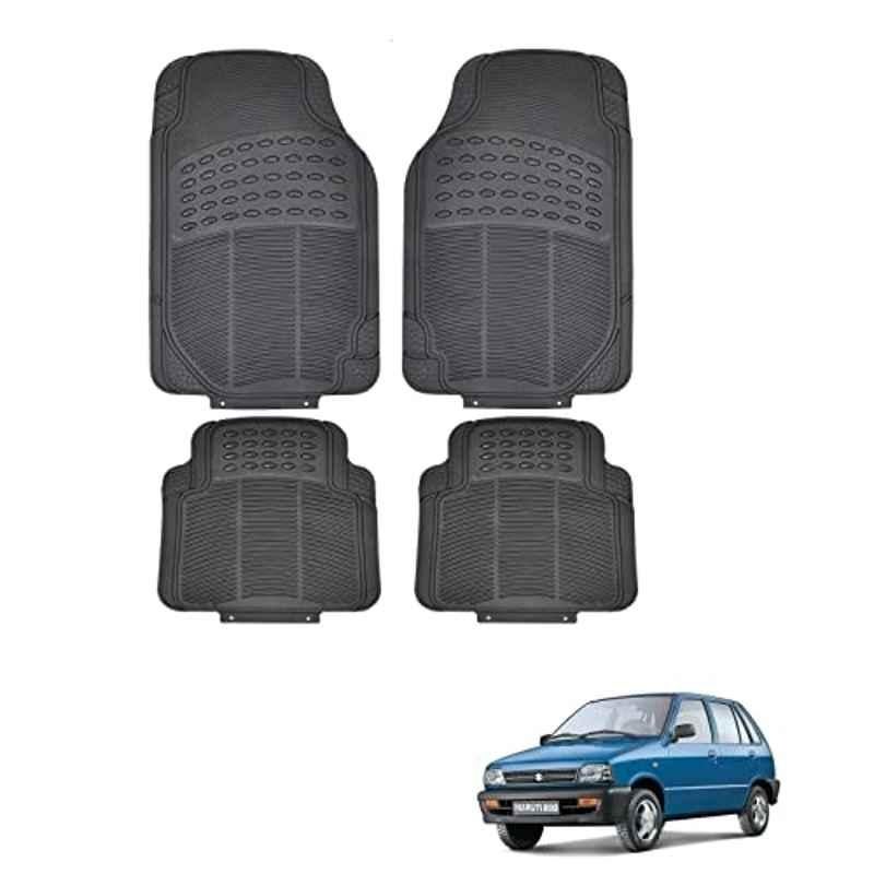 Kozdiko 4 Pcs Rubber Black Car Simple Floor Mat Set for Maruti Suzuki 800