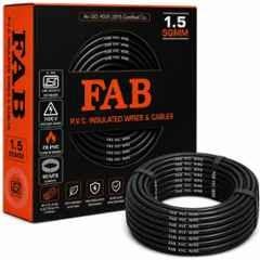 FAB 1.5 Sqmm Single Core Black FR PVC CCS Copper Insulated House Wire, Length: 91 m