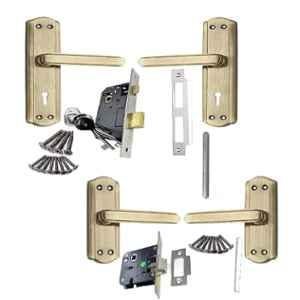 Onjecx 4 Pcs Stainless Steel Gold Antique Brass Finish 6 Lever Mortise Door Lock Set