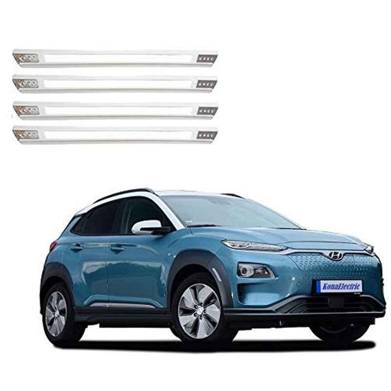 Kozdiko 4 Pcs Designer White Dotted Bumper Protector Set for Hyundai Kona Electric