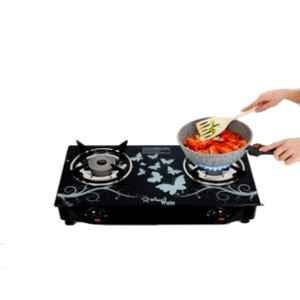 Sigri-Wala 2 Burner Cute Design Toughened Glass Black Manual Gas Stove (Pack of 2)