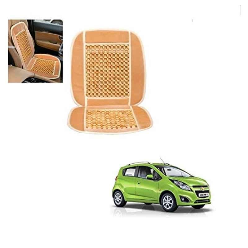 Kozdiko Wooden Bead Seat with Beige Velvet Border for Chevrolet Beat