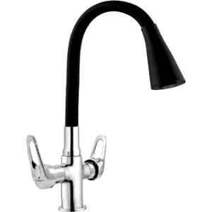 Cliquin Nexa Brass Chrome Deck Mounted Center Hole Basin Mixer with Black Dual Flow Flexible Spout