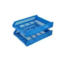 Omega 2 Compartment Plastic Blue Office Tray, 1746