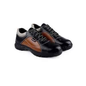 Woakers GuardX Leather Steel Toe Black Safety Shoes, WKS-SAFTEY-003, Size: 6