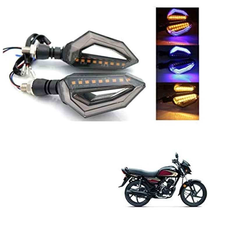 Kozdiko 4 Pcs Bike D Shaped 9 LED Front & Rear Side Turn Signal Indicator Light Set for Honda Dream Neo2