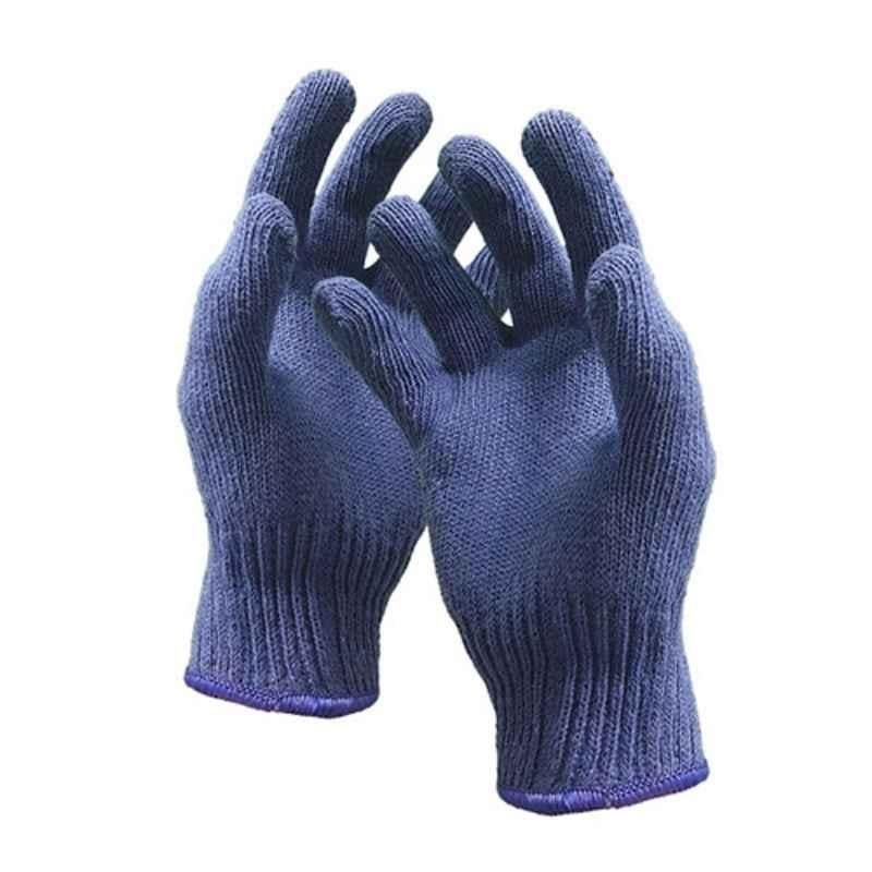 24cm Polycotton Blue Knitted Glove, Size: Large