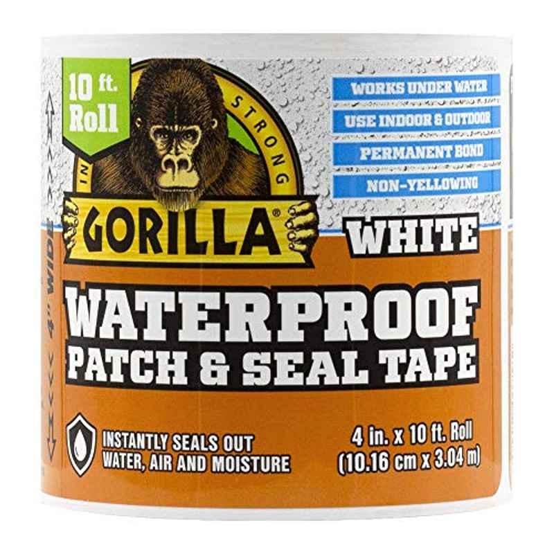 Gorilla 4inchx10ft Polyethylene White Waterproof Patch & Seal Tape, 101895