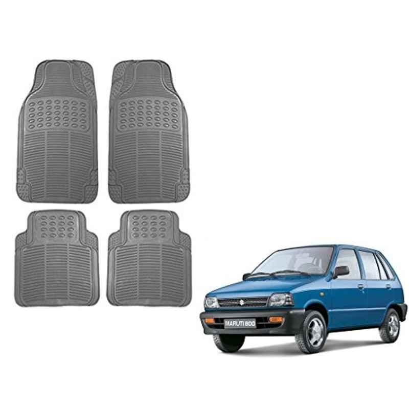 Kozdiko 4 Pcs Grey Rubber Car Mat Set for Maruti Suzuki 800